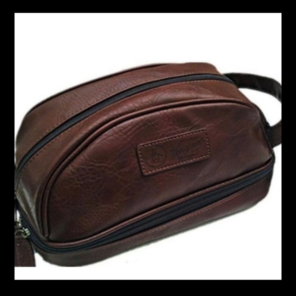 Penguin Brown Leather Toiletry Bag